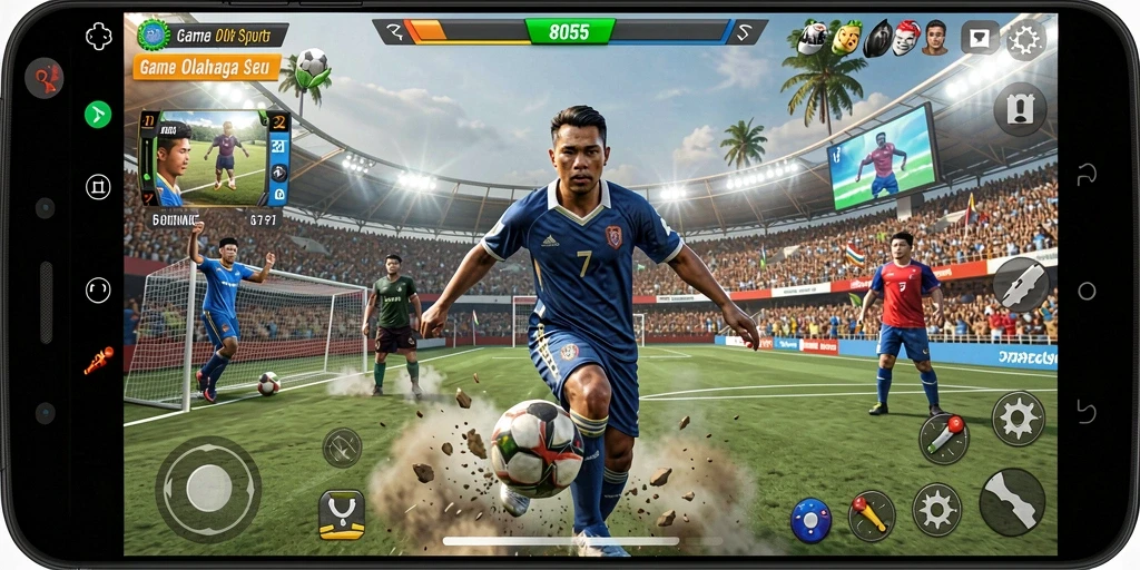 Tampilan gameplay seru dalam <strong>8055</strong> dengan aksi olahraga yang mendebarkan.