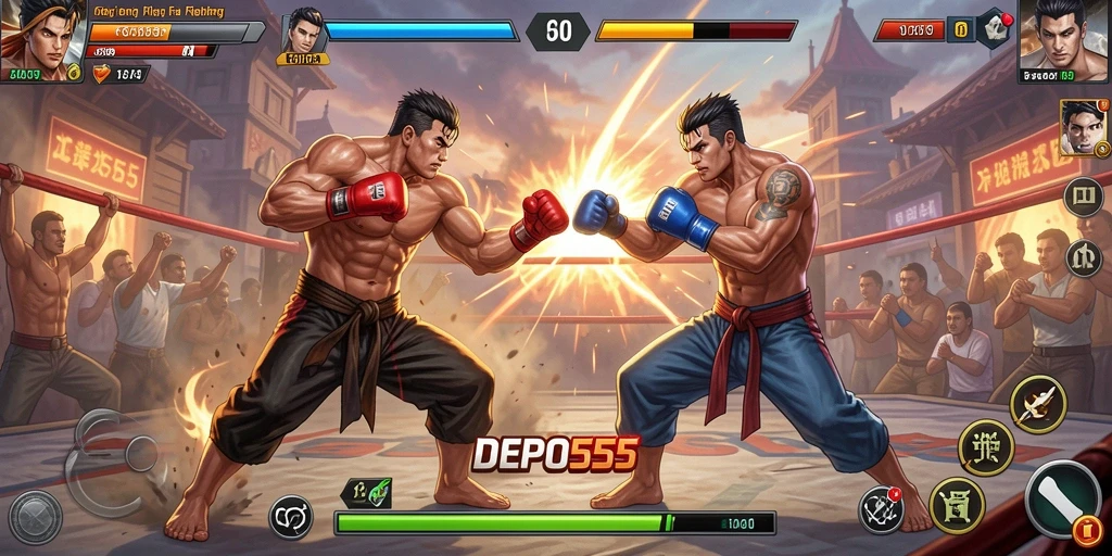 Gameplay seru DEPO555 dengan pertarungan yang intens.