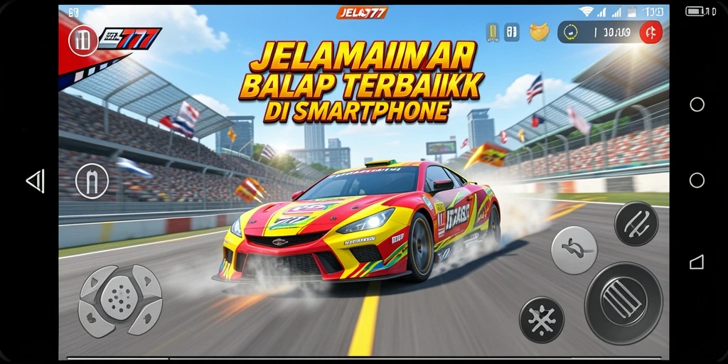 Gameplay JELAS777 menampilkan balapan mobil yang mendebarkan dan arena yang beragam.
