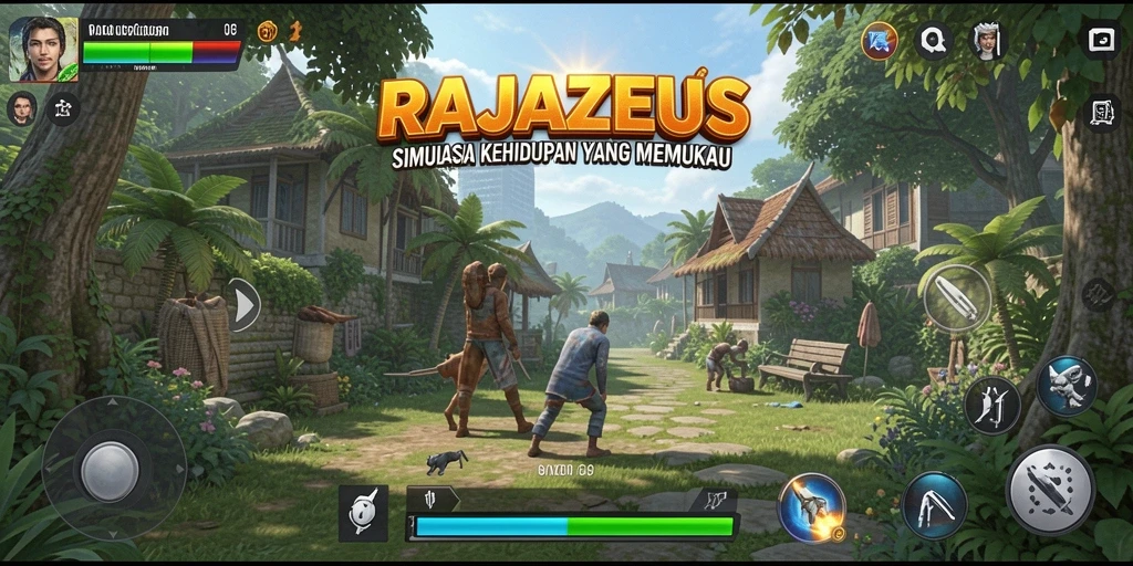 Tampilan gameplay RAJAZEUS yang menakjubkan dan imersif.