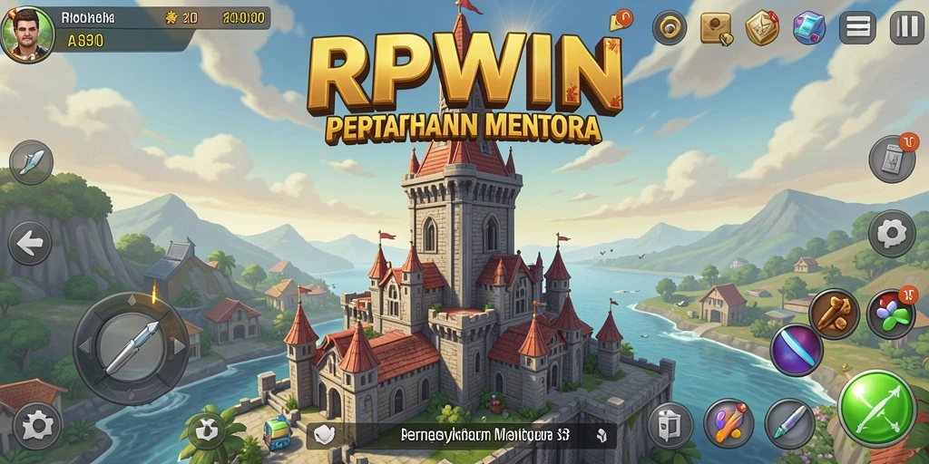 Tangkapan layar utama menampilkan gameplay mendebarkan dari RPWIN Tower Defense.