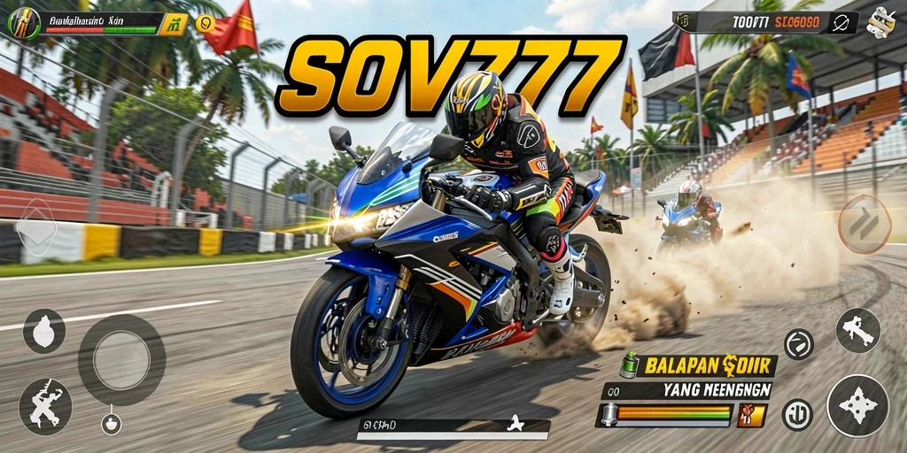 Tampilan menarik dari gameplay balapan motor yang mendebarkan.